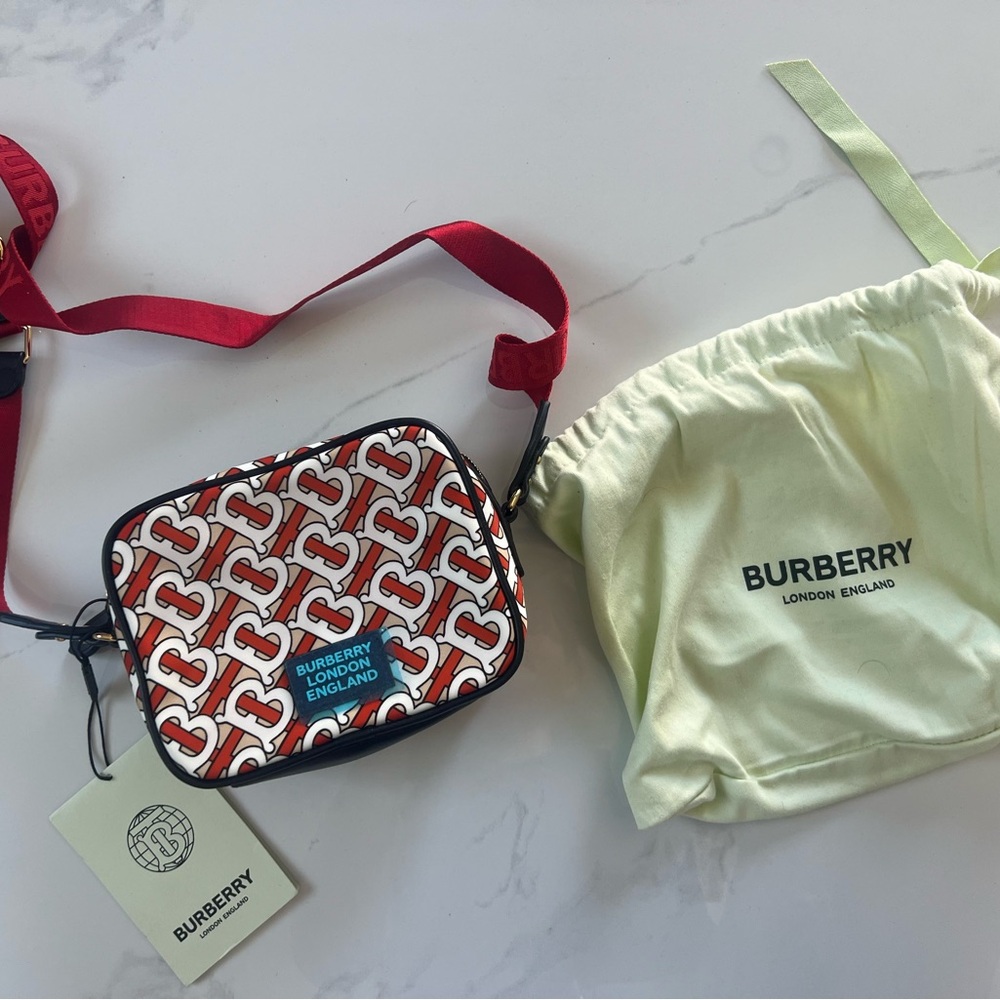 Burberry Red and White Monogram Bag